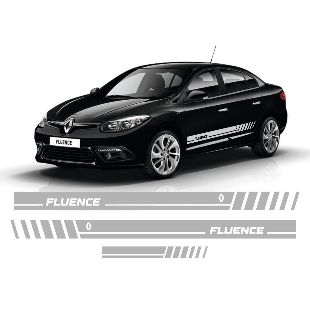 Adesivos Renault Fluence GT Dominyque CVT Faixas Laterais Portas e Traseira Acessório Automotivo Tuning Sport Prata RN65