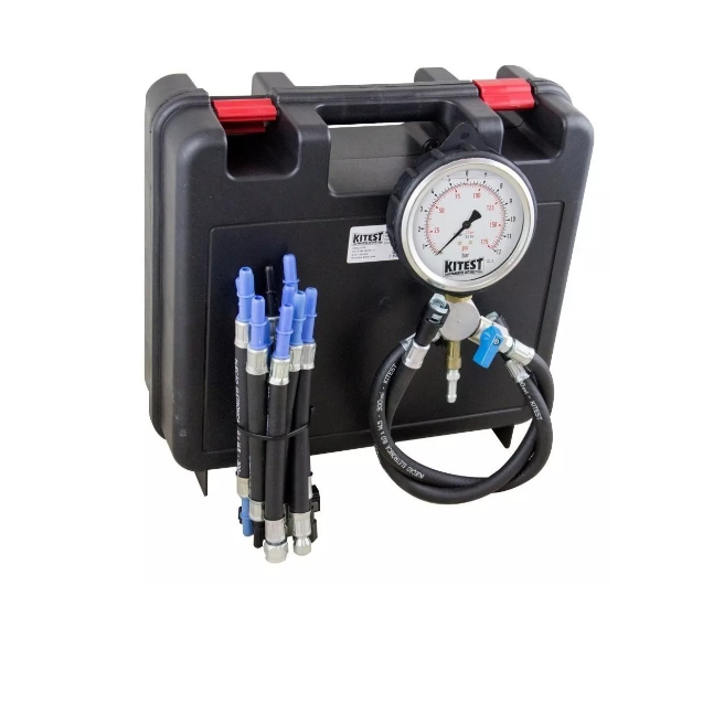 Teste de Pressão de Bomba de Combustível Manômetro de Aço Inox e 13 Mang. para Auto - KITEST-KA-015.13 com Glicerina