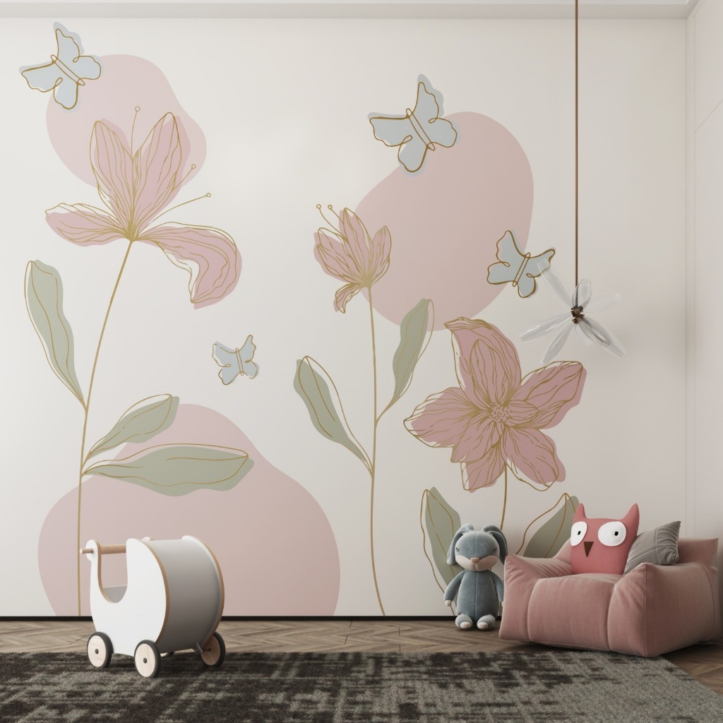 Papel de parede Adesivo Flores Boho Rose-  Gvs Decor *SOB MEDIDA* / VALOR DE ACORDO M2 /  INFORMAR ALTURA X LARGURA CHAT em Oferta na Shopee