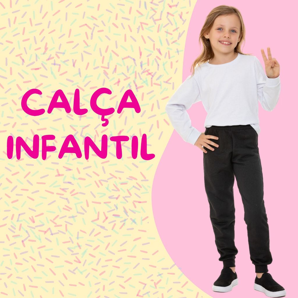 Calça Infantil Feminina Moletom Peluciado 2 Bolsos Com Punho 3106-A