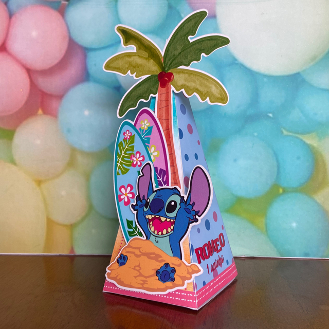 Caixa Cone Pirâmide 10 20 30 40 peças Lembrancinha Stitch aniversario Personalizados Decoração Festa Infantil