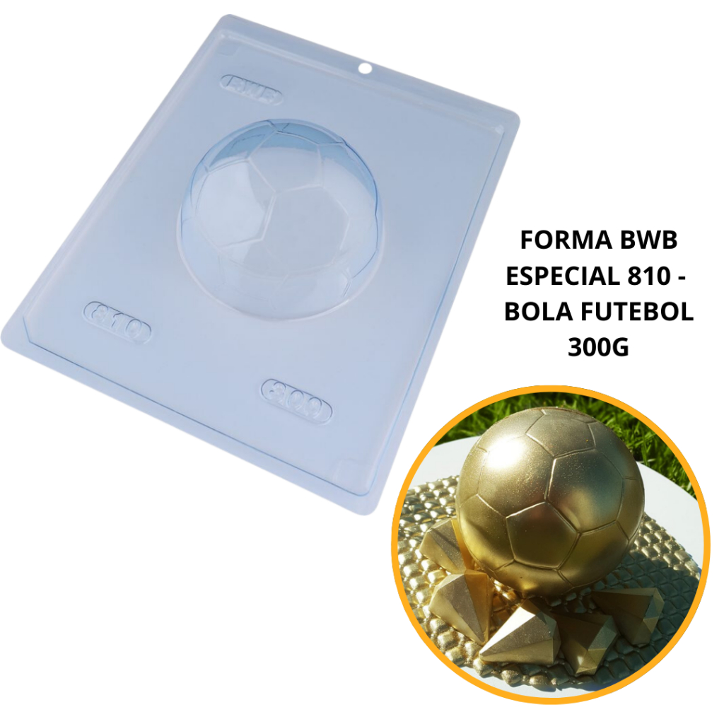 Forma BWB Com Silicone(3partes) Para Chocolate-Bola Especial 300g.Para Festas Jogos de Futebol - Home & Living