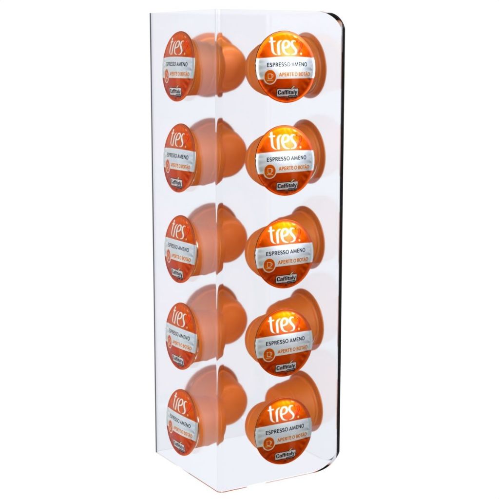 Suporte Porta Organizador De Mesa Tipo Torre Compatível com Até 20 Cápsulas de Café Três Corações