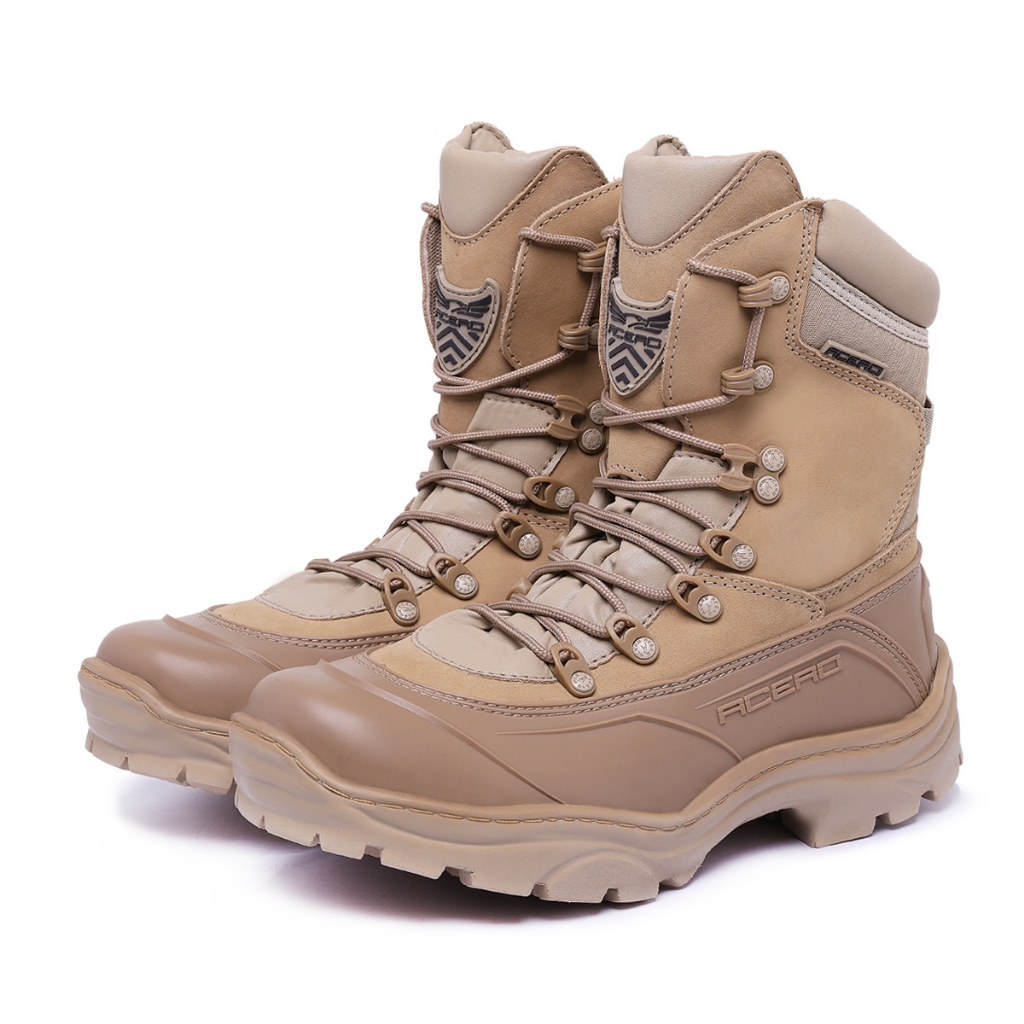 Bota Tiger Pro Acero Coturno Militar Palmilha em Gel PU Trabalho Aventura Conforto Resistente Leve