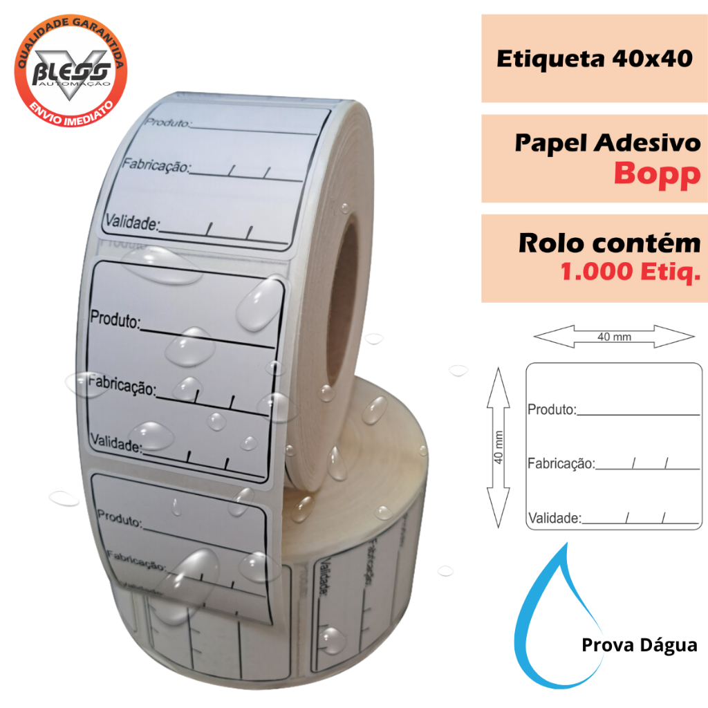 5 Mil Etiqueta Validade Bopp 40x40 Alimentos Congelamento em Oferta na Shopee