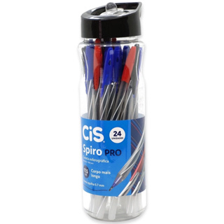 Kit Caneta Esferográfica CIS SPIRO 24 unidades Canetas 0.7mm  - Azul, Vermelho, Preto em Oferta na Shopee