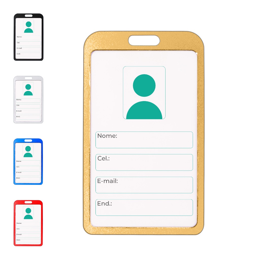 Porta protetor Crachá Rígido Vertical Alumínio P/ Eventos e Trabalho em Oferta na Shopee