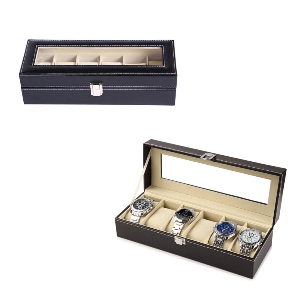 Caixa Maleta Estojo Preto Para Guardar Relógios Porta Relógio