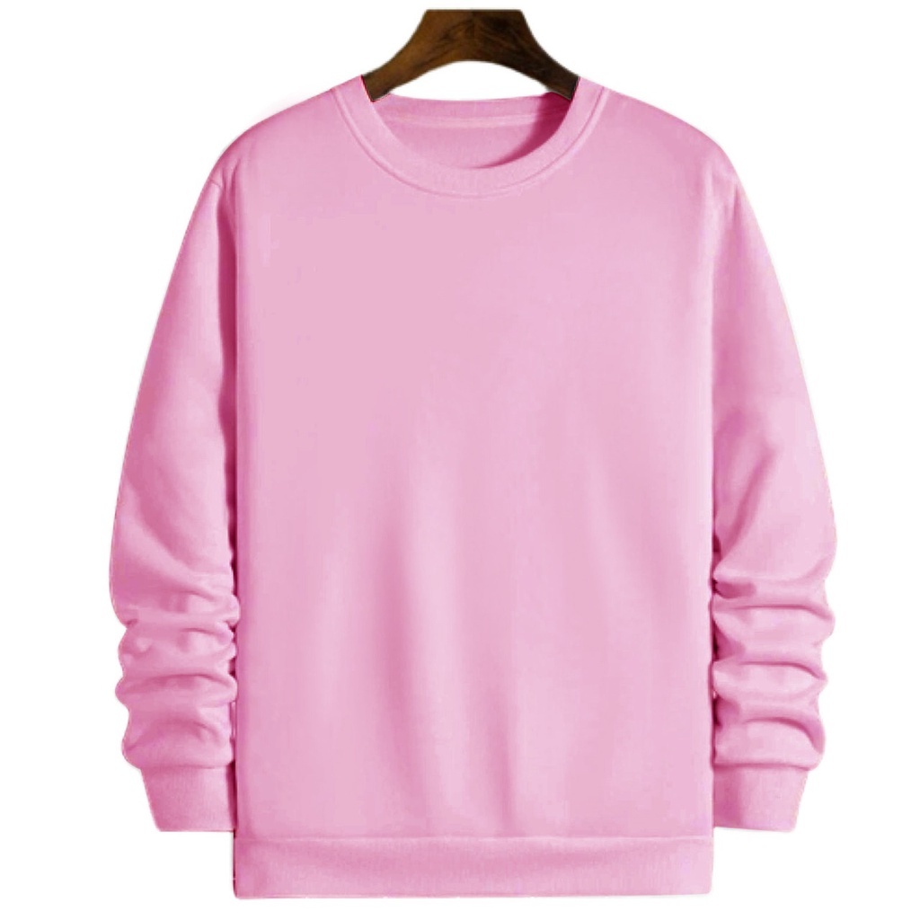Moletom Feminino Rosa Liso Moletom gola careca Casaco Feminino