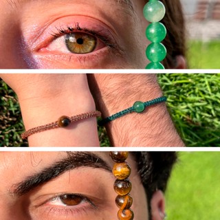 Pulseira Macramê Cor dos Olhos Namorados/Amigos Trend com Pedra Natural em Oferta na Shopee