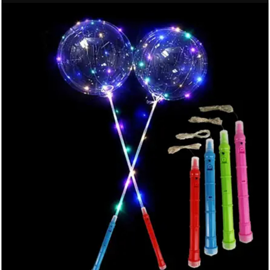 Balão Bubble Transparente Led Festa Gas Hélio Top Kit C/05 Bastão de Led
