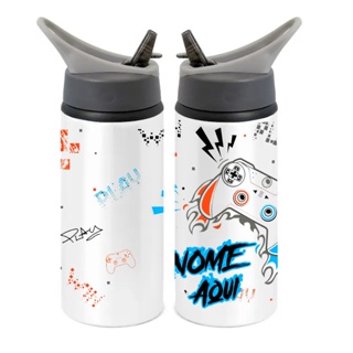 Squeeze de Alumínio Garrafa Infantil Gamer Video Game Personalizada Com Nome Volta Aulas em Oferta na Shopee