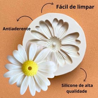 Molde de silicone Margarida com furo Forma para Vela Biscuit Gesso sabonete resina em Oferta na Shopee