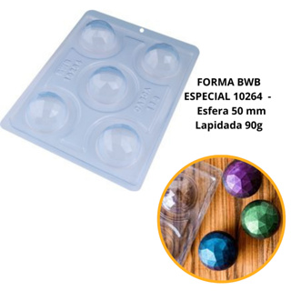 1~4 Forma BWB Esfera 50mm Lapidada, Com Silicone (3 partes) Para Bombons de Chocolate . Cód. 10264 em Oferta na Shopee