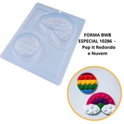1~4Forma BWB Pop It Redondo e Nuvem, Com Silicone (3 partes)Para Bombons e Confeitaria - Cód. 10286 (CHOCO)