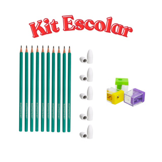 Kit Escolar C/10 Lápis HB + 10 Borrachas Ponteira + 03 Apontadores Mini MP1207 (Cores Sortidas) - Masterprint em Oferta na Shopee