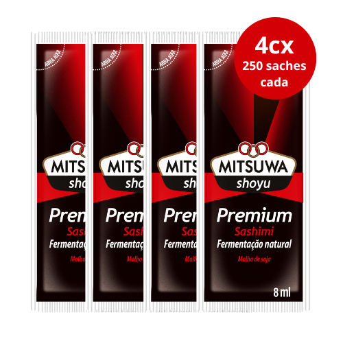 04 Caixas De Sachês Shoyu Mitsuwa Premium 8 Ml 250 Un Hot Roll Sushi Sashimi Temaki