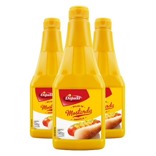 3Un Mostarda DAjuda Amarela 750G Para Lanches Frango Salsichão Grelhados