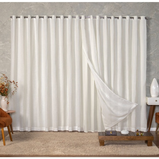 Cortina Voil Linho 3m x 2,40/2,50/2,60/2,70/2,80 Forro Microfibra Varão em Oferta na Shopee