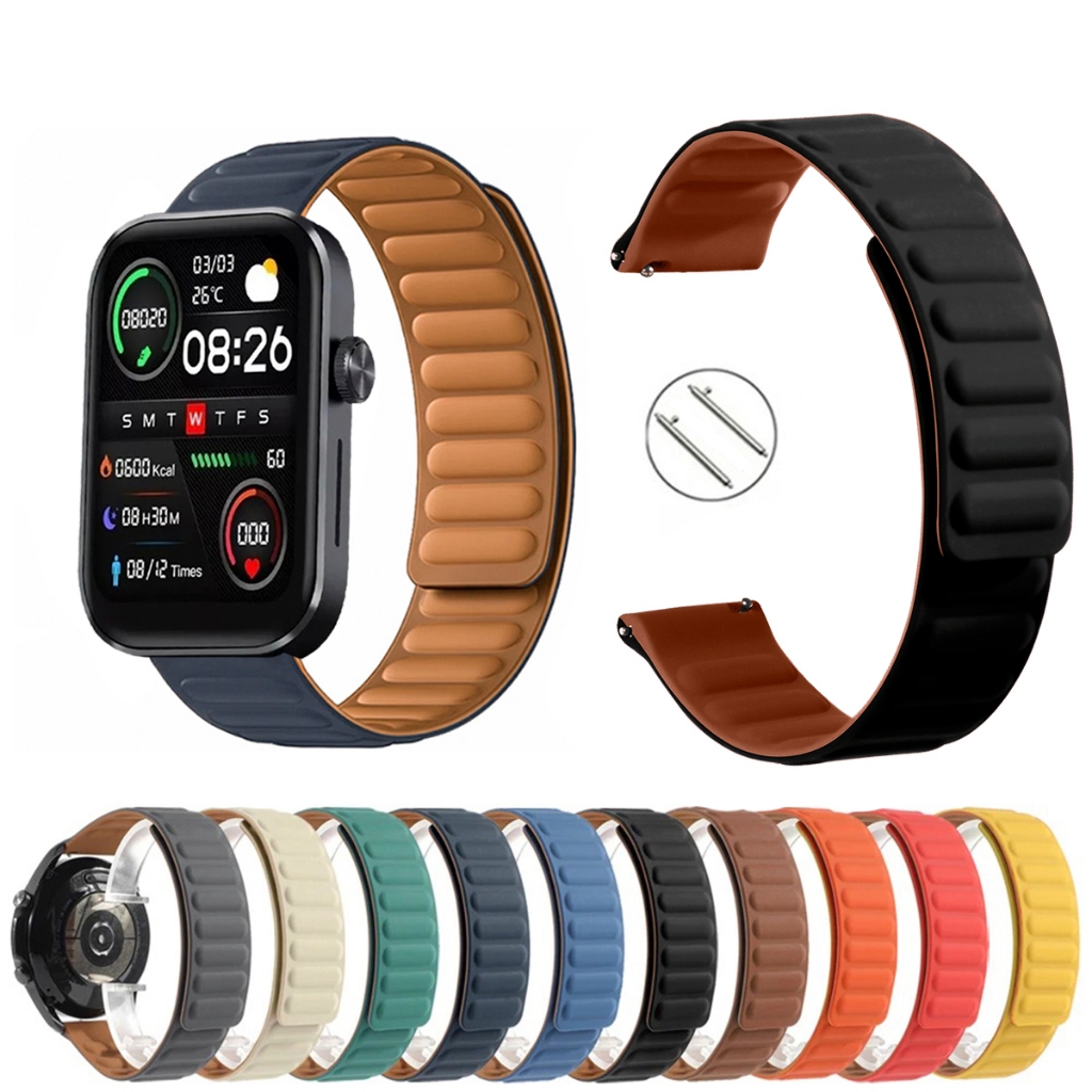 Pulseira 20mm Silicone Elos Imã Magnética para Smartwatch Mibro T1 de Engate Rapido