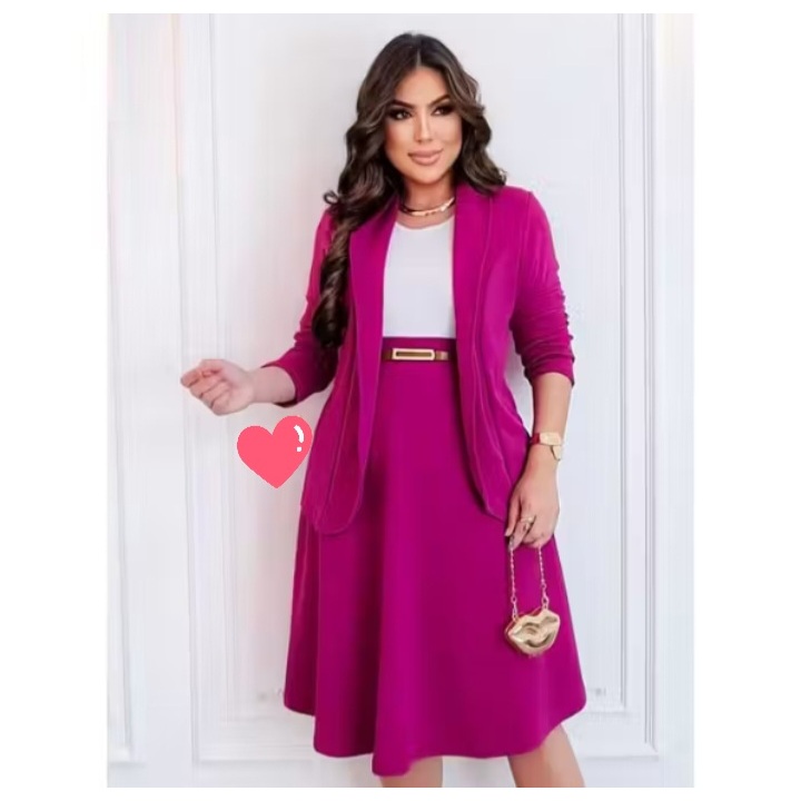 Conjunto Feminino Blazer + Saia Midi Gode 👗 Social Moda Evangelica