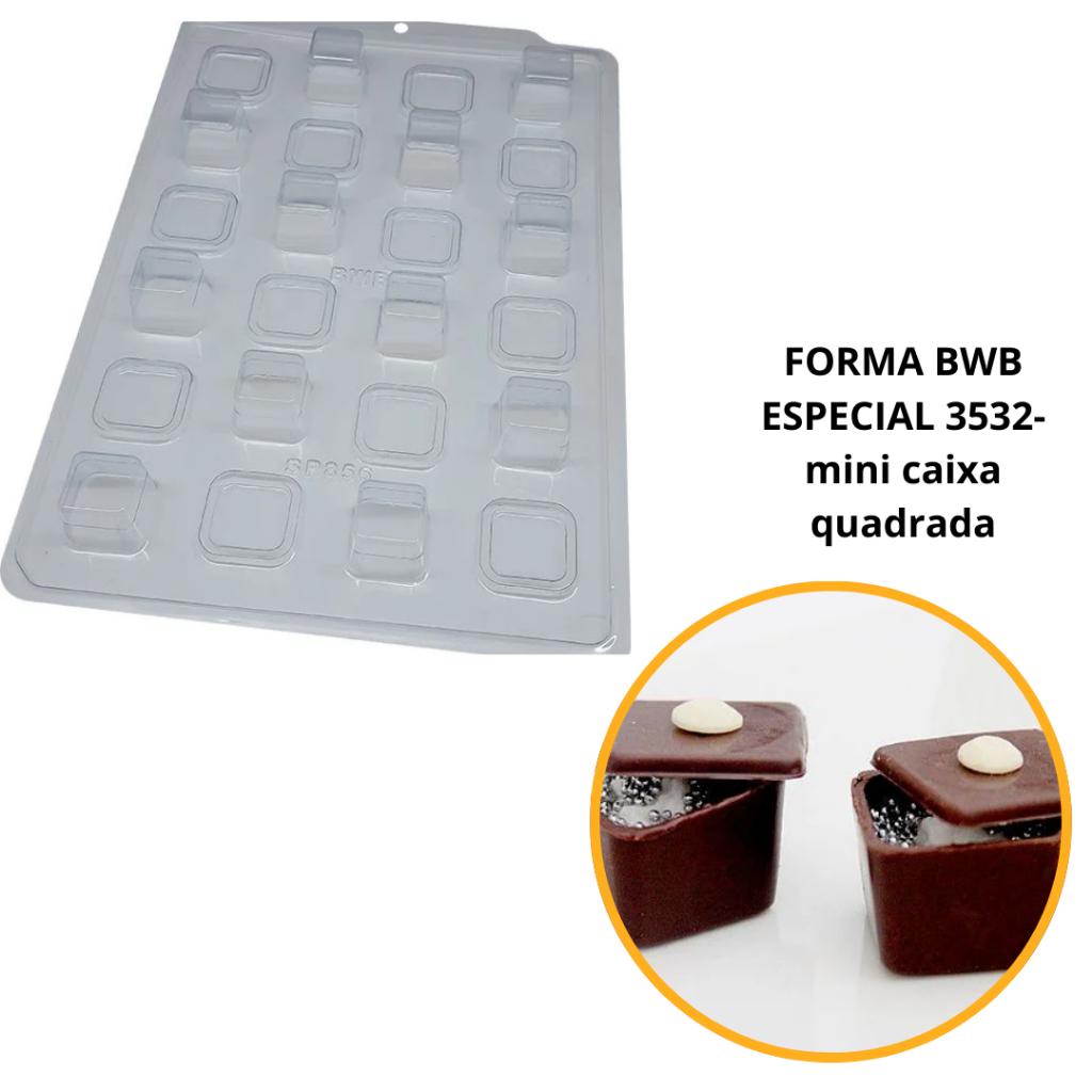 1~4 Forma Bwb Sp 856  Mini Caixa Quadrada Silicone 3 Partes Profissional Cod-3532  (Sp Especial) (CHOCO) em Oferta na Shopee