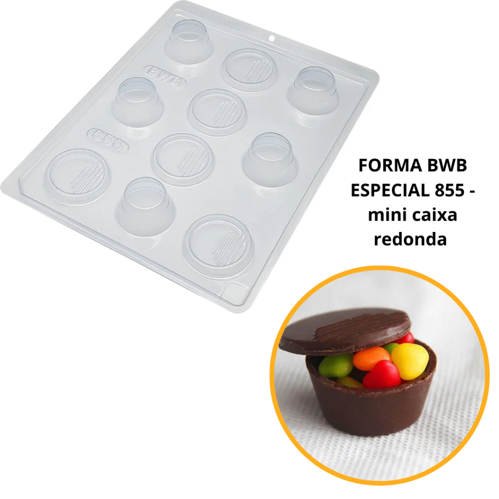 1~4 forma bwb com silicone (3 partes) cod 855 - Mini Caixa Redonda 17g (Conjunto) (CHOCO) em Oferta na Shopee