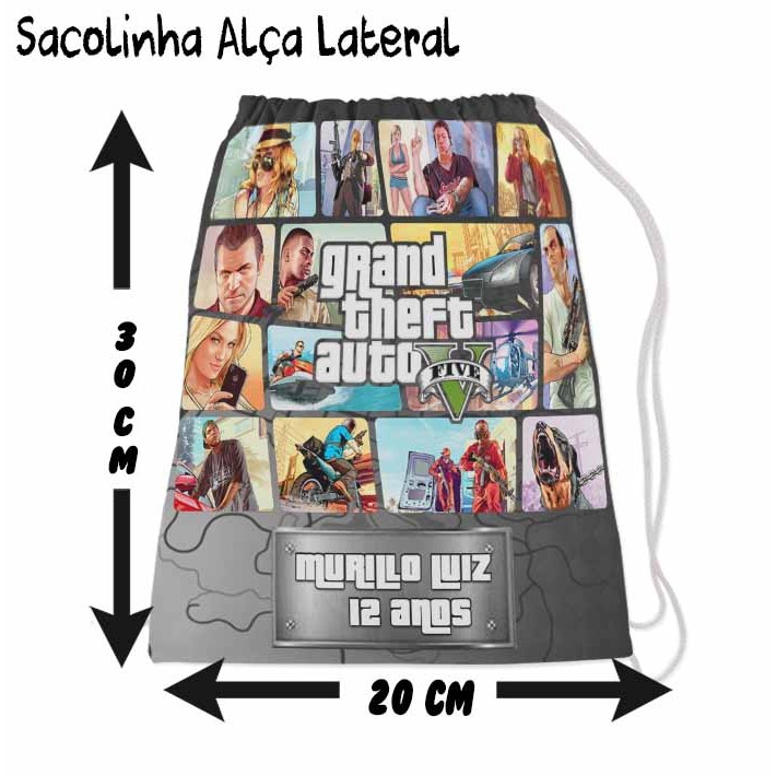Kit Mochilinha Sacolinha Mochila Saco Sacochila Saquinho Lembrancinha Brinde Aniversario Personalizadas GAME GTA