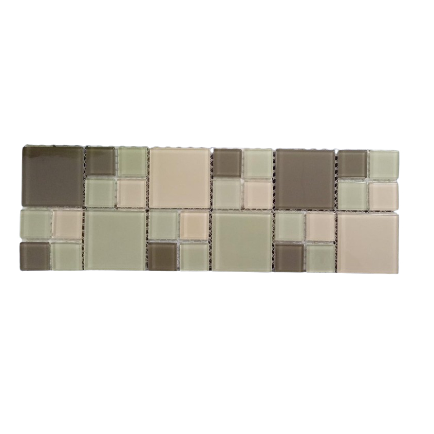 Kit com 20 Faixas De Pastilha De Vidro Cristal Coordenada Verde  Faixa Listello Mesclado 9,8x30cm Construção Acabamento
