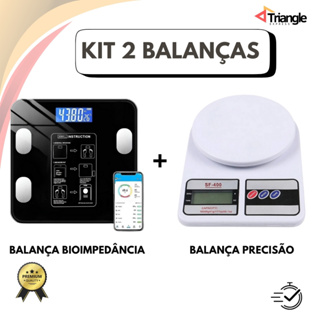 Kit Balança Digital de Precisão e Bioimpedância para nutrição e dieta em Oferta na Shopee