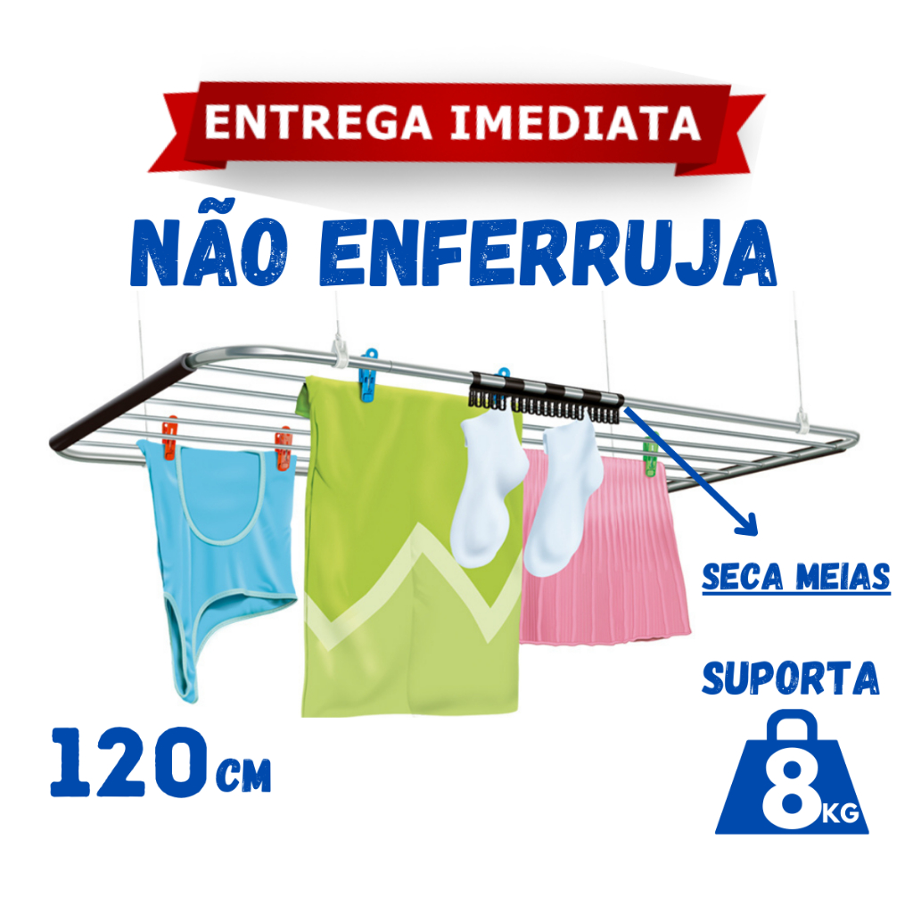 Varal de Teto Inox Secalux em Alumínio