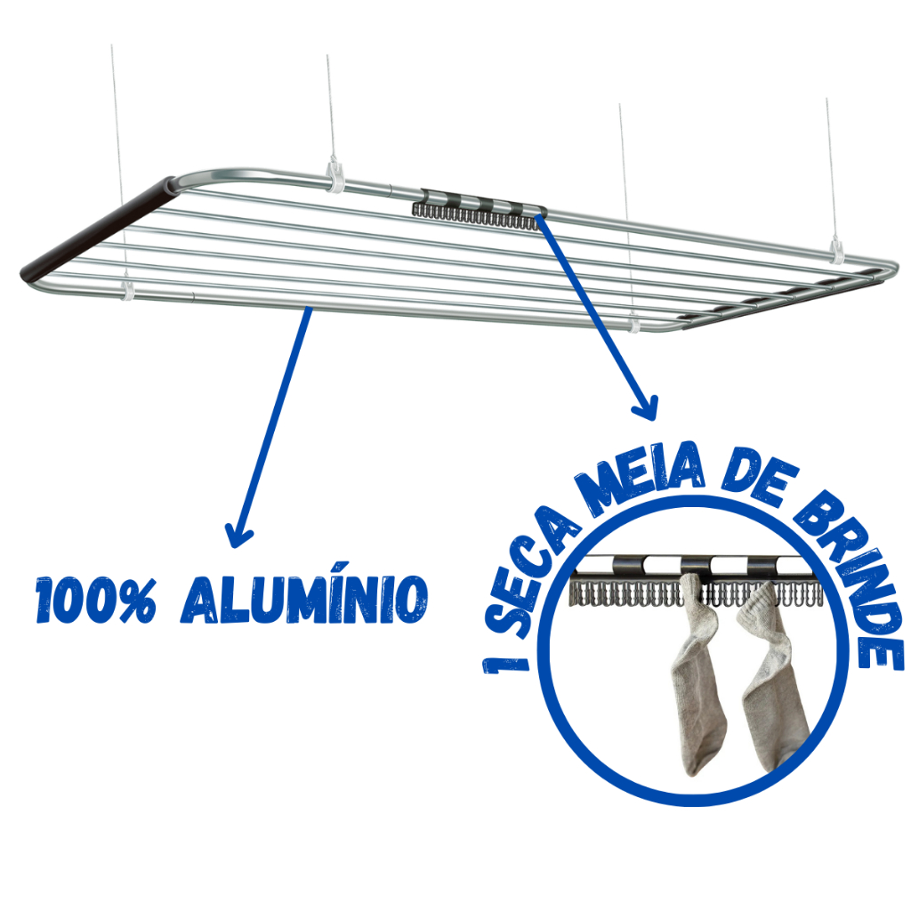 Varal de Teto Inox Secalux em Alumínio — imagem 2 de 2