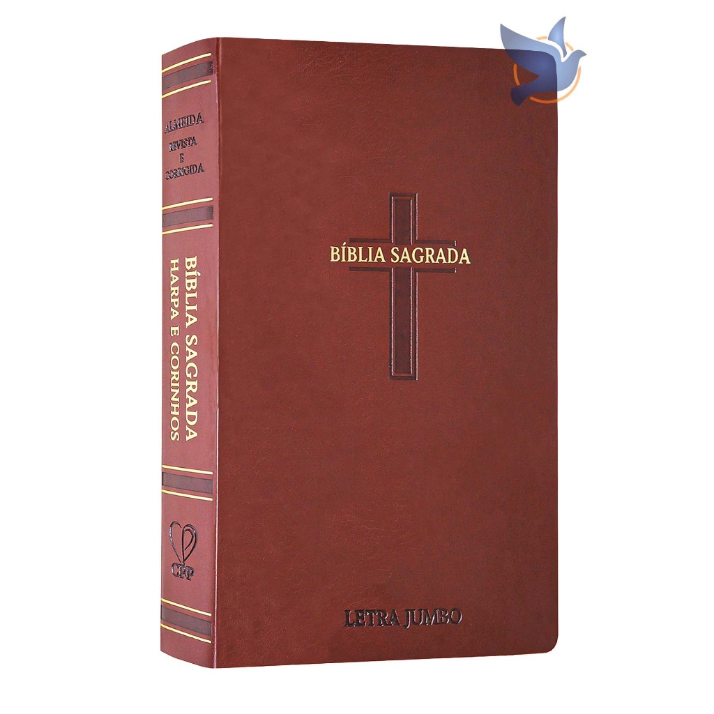 Bíblia Sagrada Gigante Letra Jumbo ARC Almeida Revista Corrigida com Harpa Capa  Cruz Bordô