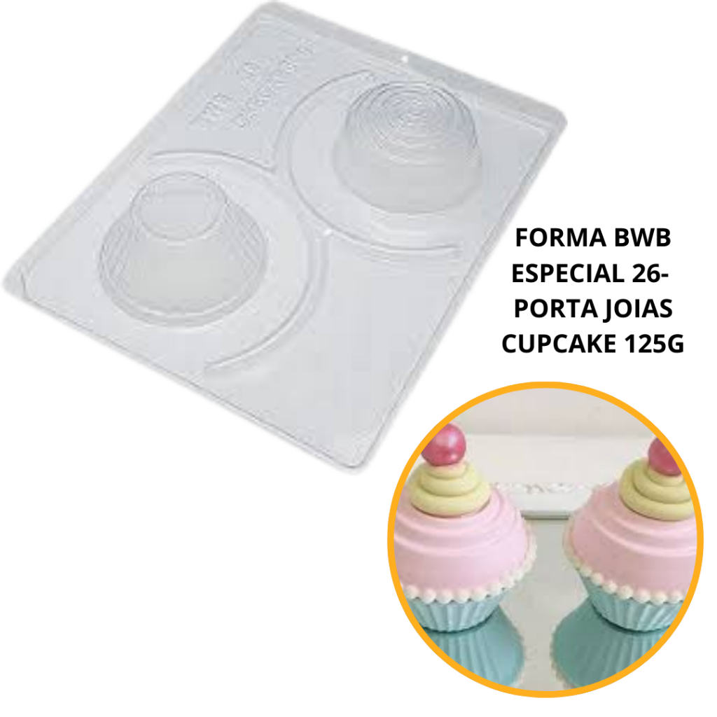 1~4 Forma BWB Com Silicone (3 partes) Para Chocolate Cód. 26 - Porta Jóias Cupcake 125g. em Oferta na Shopee