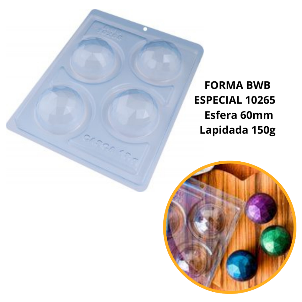 1~4 Forma BWB Esfera 60mm Lapidada,Com Silicone(3 partes)Para Bombons, Confeitaria Natal - Cód. 10265 (CHOCO) em Oferta na Shopee