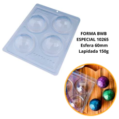 1~4 Forma BWB Esfera 60mm Lapidada,Com Silicone(3 partes)Para Bombons, Confeitaria Natal - Cód. 10265 (CHOCO)