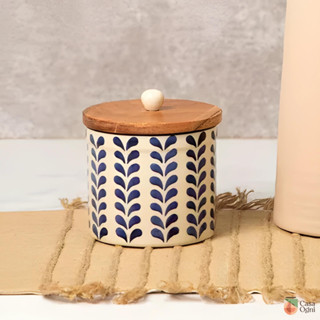 Pote Decorativo com Tampa de Cerâmica Potiche Hermético Multiuso 900ml