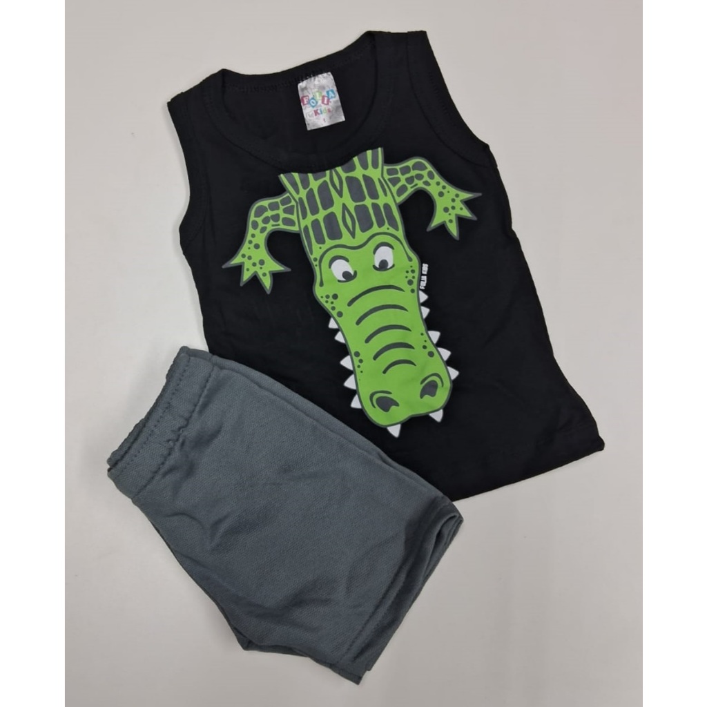 Conjunto Infantil Bebê Roupa Short Camiseta Tema Temático Moda Verão Look Estiloso Menino
