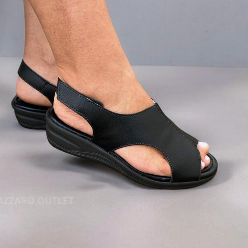 Sandália Conforto Ortopédica Feminina Elegante Bico Aberto Macia 04