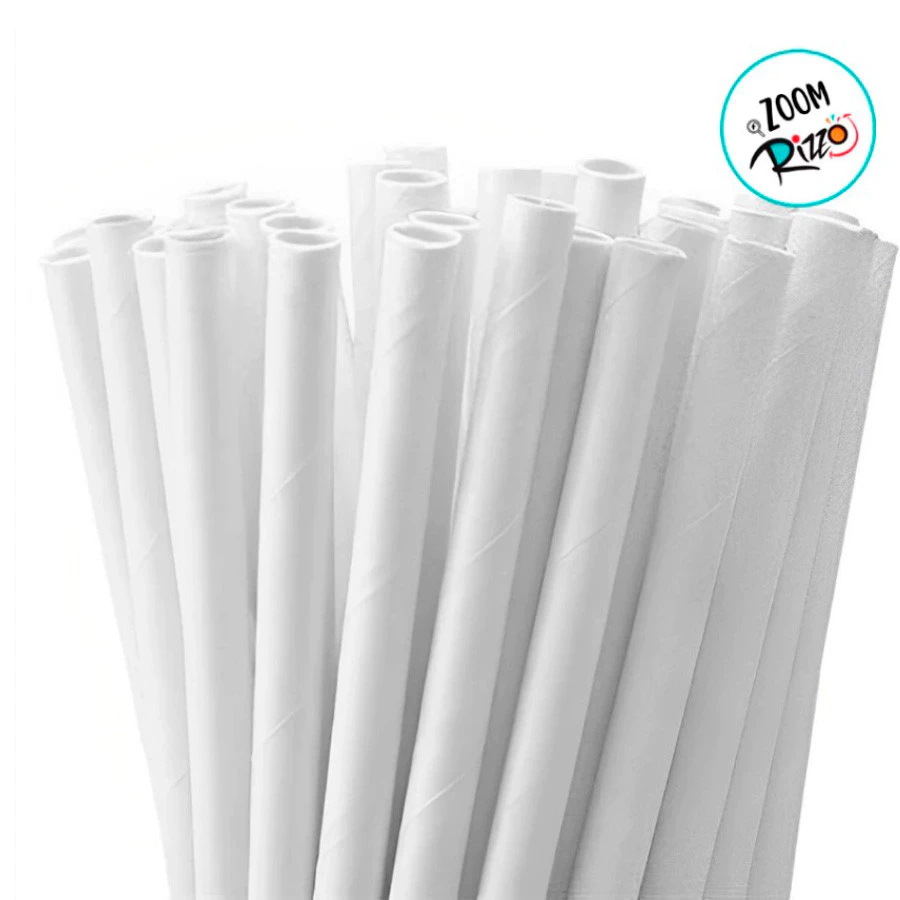 Canudo Milkshake Biodegradável Papel Branco Drink c/ 300und. — imagem 2 de 2