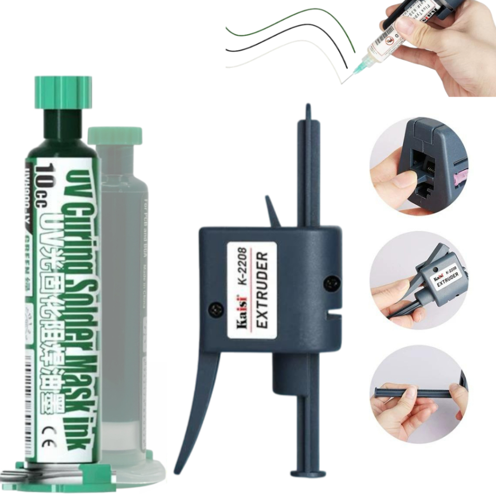 Embolo Aplicador Kaisi Com 2 Agulhas + Mascara Uv Curing Solda Cola H900 Pcb Bga Mechanic em Oferta na Shopee