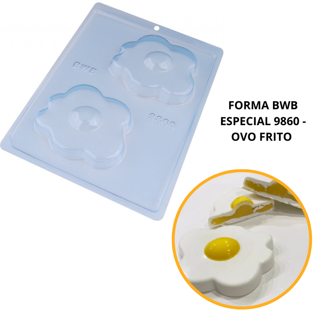 1~4 forma silicone bwb p/chocolate (3partes) cod 9860 - Ovo Frito páscoa  130g - Home & Living