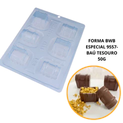 1~4 Forma BWB Com Silicone(3partes)Para Chocolate Cód. 9557-Baú 50g.Para Festas Trufas, Bombons (CHOCO)