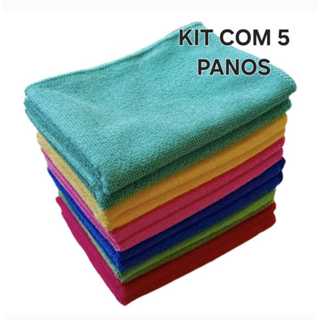 Kit Com 05 Pano Microfibra 35x55cm Limpa Carro Vidro Prato Pia Limpeza Flanela Multiuso em Oferta na Shopee