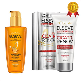 Kit Oleo Extraordinario Elseve 100ml  + Leave in Cicatri Renov 50ml Reparação Total (Lorea...