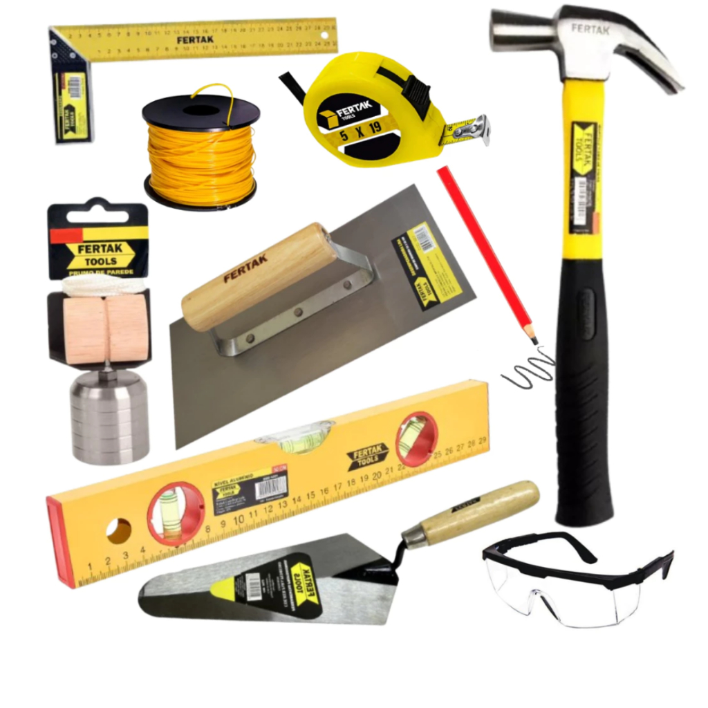 Kit Ferramentas Pedreiro Obra Construção Civil Reparos 10 Pçs Ferramentas Profissionais