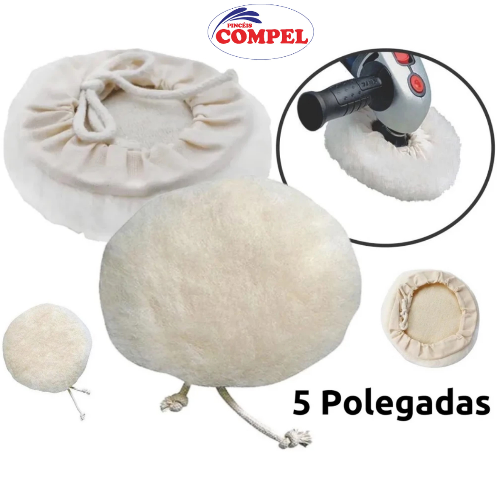 Boina Lã Para Polimento De Carro 5 Polegadas (125mm) De Amarrar - Uso Automotivo - 100% Lã em Oferta na Shopee