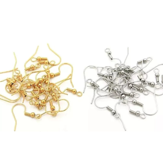 Brinco prata OU dourado anzol 100un Gancho Para Biju Artesanato artesanato bijuteria montagem 100un em Oferta na Shopee