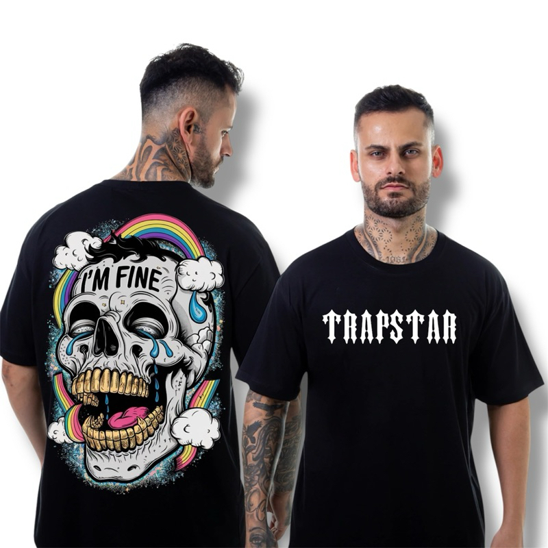 Camiseta Camisa Oversized Masculino Streetwear Algodão Alta qualidade 30.1 Estampado Maromba Caveira Blusa Unissex Gym