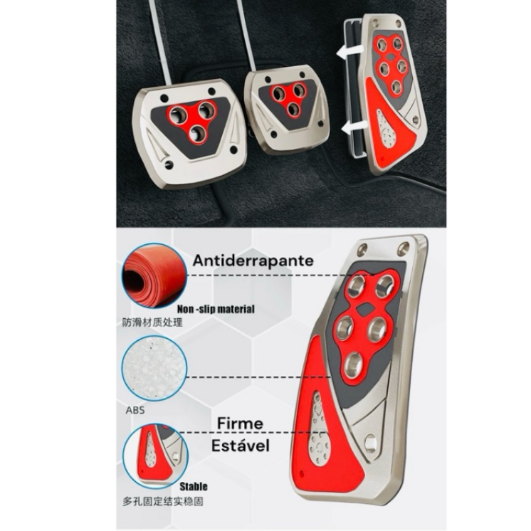 Pedaleiras Esportivas Automotiva Carro Tuning Kit 3 Peças Colorida